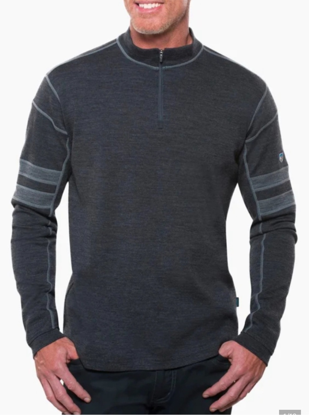 Kuhl Half Zip Merino Wool Sweater Charcoal Zip-Neck Sweater Large